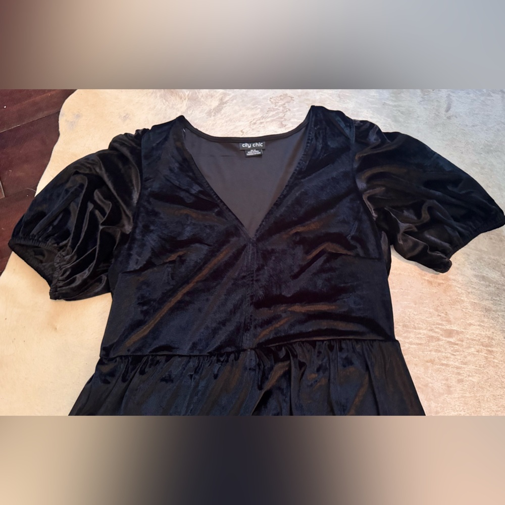 CITY CHIC Ada Black Velvet Mini Dress - Picture 9 of 16